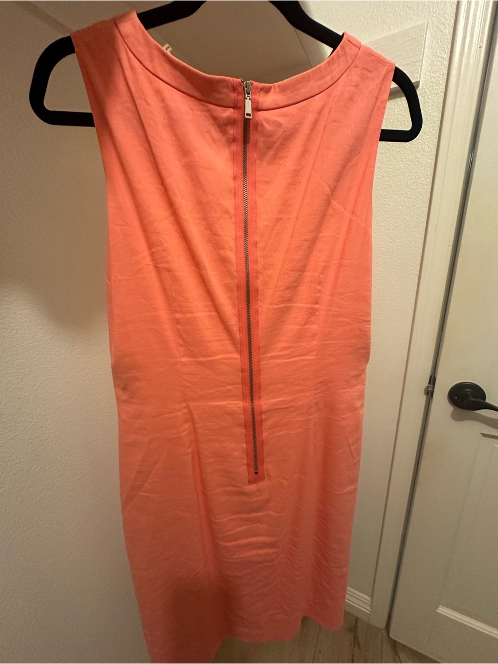 Sleeveless Coral Shift Dress with Back Zipper